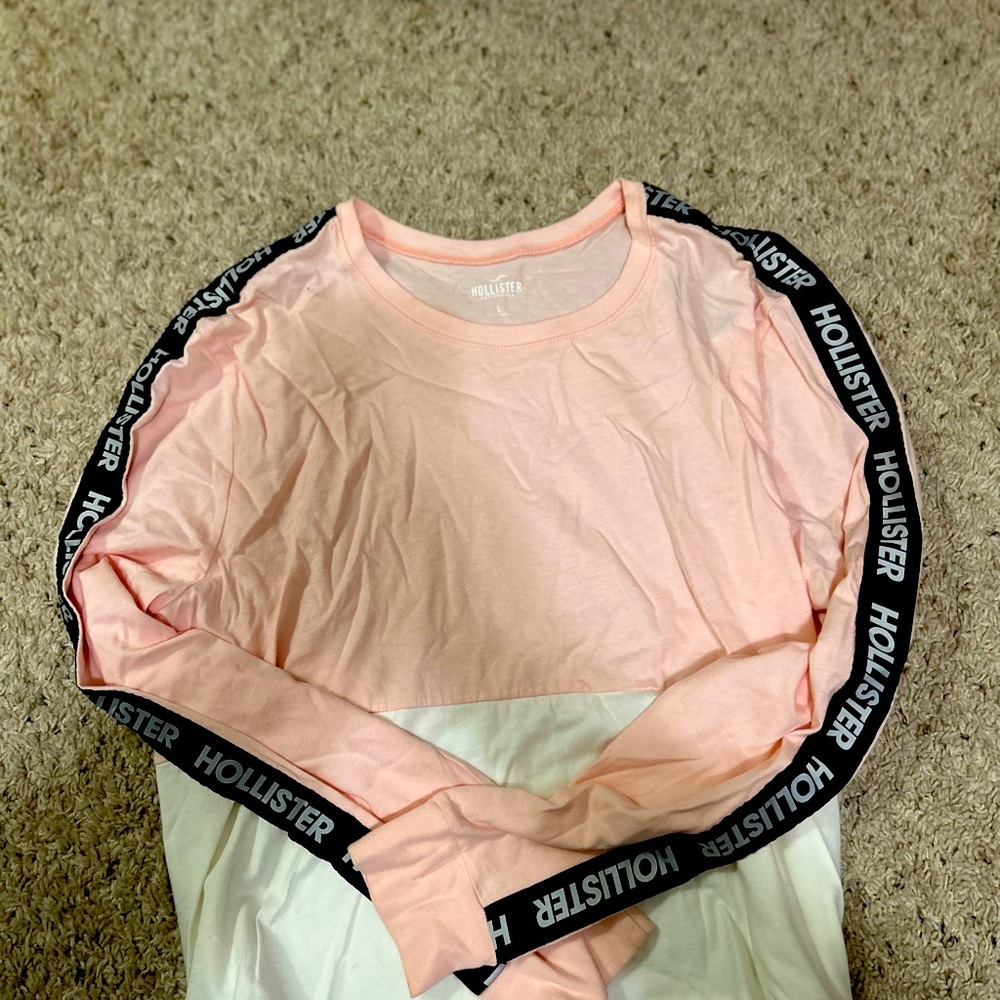 Pink and white shirt size ( L)